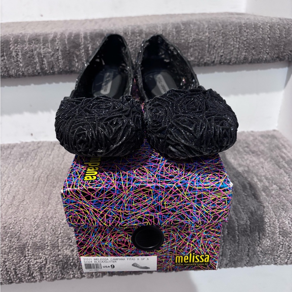 Melissa Women's Black Textured Flats